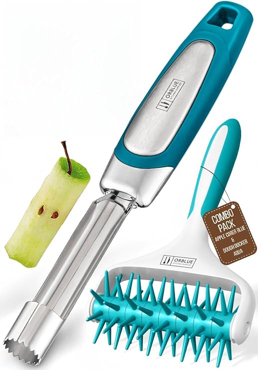 Orblue Premium Apple Corer Tool & Pizza Dough Docker Bundle