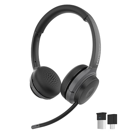 Morpheus 360 Advantage Wireless Headset with Detachable Boom Mic CES Award-Winning Bluetooth Headset with Microphone, Noise Cancelling Headphones with Mic, UC Compatible, 20H Battery, USB Dongle