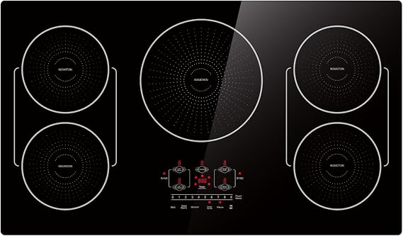 36 Inch Induction Cooktop 5 Burners, Drop-in, Hardwired, Black