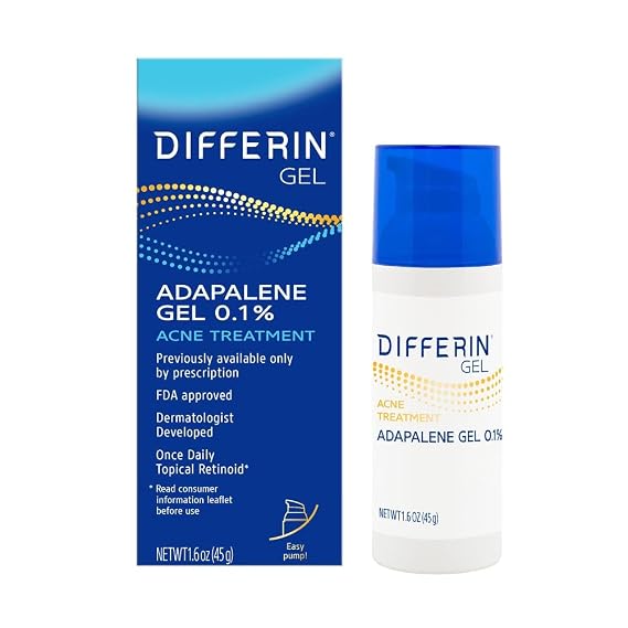 Differin Acne Retinoid Treatment Gel, 0.1% Adapalene, 45g Pump