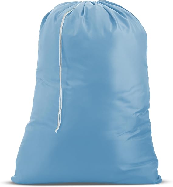 Handy Laundry XL Laundry Bag Heavy Duty Nylon, 30" x 40", Large Capacity, Durable Drawstring Closure, Machine Washable, Travel & Dorm Essentials for Dirty Clothes, Light Blue