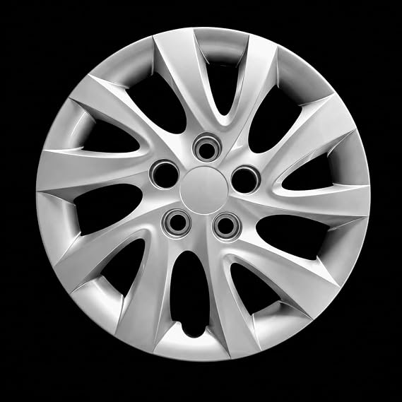 16 Inch Wheel Cover Hubcap Replacement for 2011-2016 Hyundai Elantra | Bolt-On | Silver | 10 Twist Spoke Style | Fits Factory 16" Steel Wheels | ABS Plastic | Single (1 Piece)