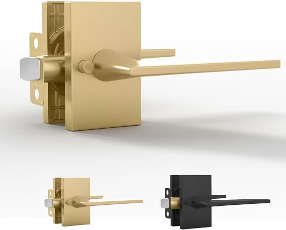 Mega Handles Apex Privacy Door Handle - 1 Pack Interior Reversible Gold Door Handle, Heavy Duty Bed & Bath Door Handles with Privacy Door Lock, Fits All Standard Doors - Satin Brass