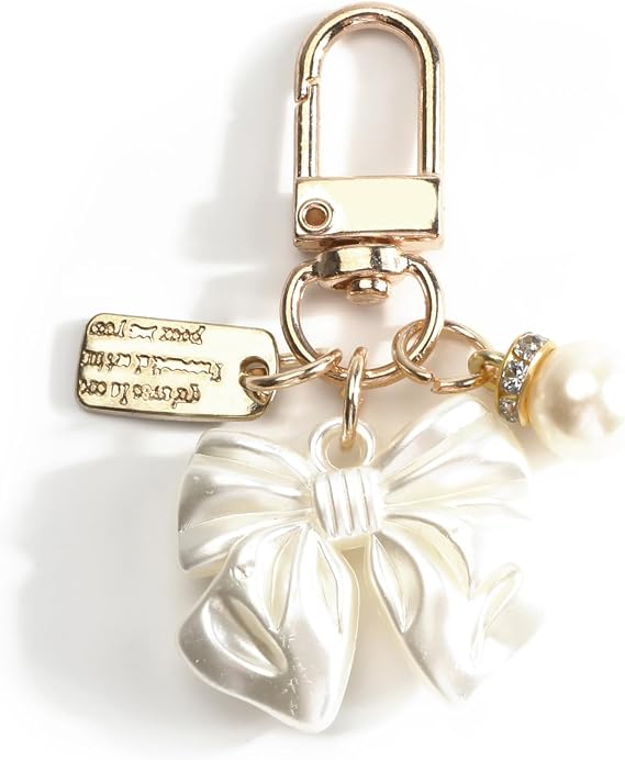 Pearl Keychain White Keychain Pearl Bag Charm for Women Friends Girlfriend Birthday Christmas Valentine Wedding