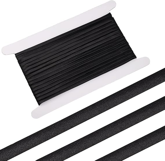 BENECREAT 10.94 Yards Black Satin Corset Strap, 1/4 Inch Wide Corset Back Lace-up Straps Adjustable Wedding Corset Satin Ribbon for Garment Accessories