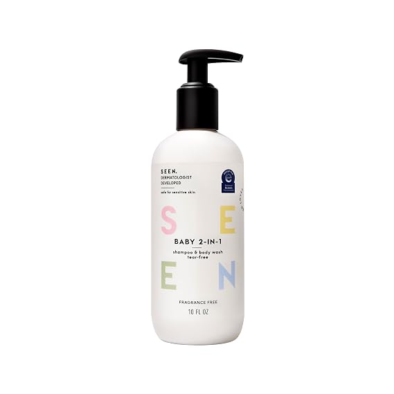 SEEN Baby 2-in-1 Shampoo & Body Wash Fragrance-Free, Tear-Free & Non-Irritating Dermatologist-Developed Gentle Cleanser for Sensitive & Eczema-Prone Skin