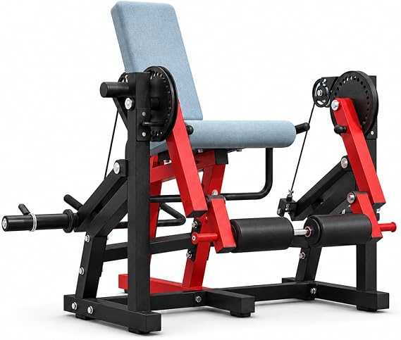 Leg Extension and Curl Machine, Plate Loaded Seated Leg Extension & Lying Leg Curl Bench, Unilateral/Bilateral Quad and Hamstring Trainer for Home Gym Lower Body Workout