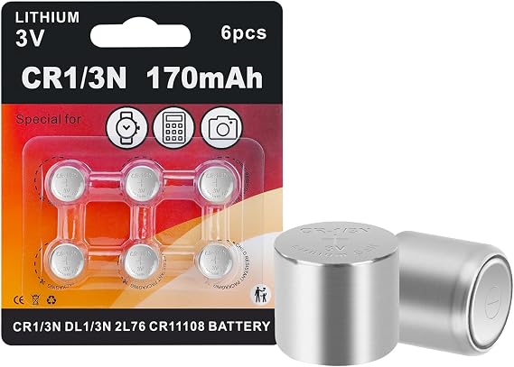 6 Pack 1/3N CR1/3N DL1/3N 3V Lithium Battery High Capacity for Laser Sights Camera Pet Electronic Collars