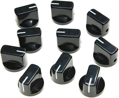 KAISH 10pcs Guitar AMP Effect Pedal Knobs Pointer Knob with Set Screw Black