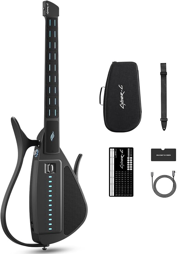 Enya CYBER-G Smart Guitar Innovative Stringless - Portable Travel Guitar & Silent Electric Guitar with LED Buttons Drum & Bass Hundreds of Instrument Sounds Built-in Speaker for Quick Learning