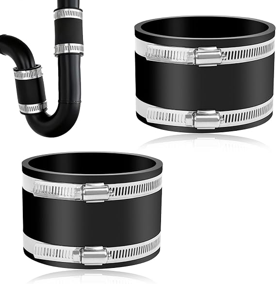 2 Pcs Flexible Repair Coupling, 4" Rubber Pipe Coupler