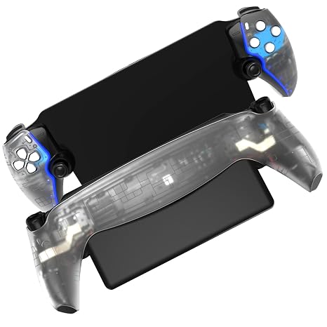 Hzxkqmil Replacement Housing Shell for PlayStation Portal Remote Player | Front Grips Cover & Back Plates Case Faceplates Panels Accessories with Repair Tools for PS Portal Handheld (Transparent)