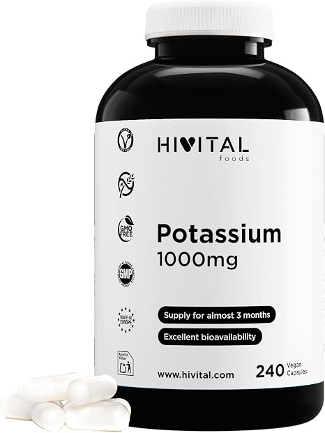 Kalium 1000 mg aus Salz von Kaliumcitrat. 240 vegane Kapseln.