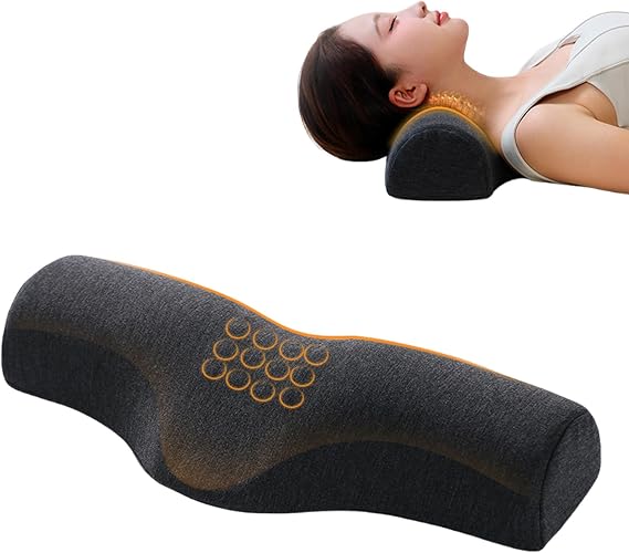 Cervical Neck Pillow for Neck Pain Relief,Memory Foam Neck Bolster Support Pillow for Bolster Support and Shoulder Relaxer, Decompression Devices Orthopedic Pillow Black