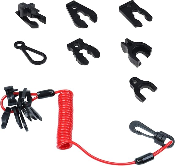 Marine Jet Ski Kill Switch Keys Lanyard, Universal Fit | Universal Outboard Boat Engine Safe Stop Cord Tether Siut for Mercury, Yamaha, Tohatsu, Johnson, Evinrude, Suzuki