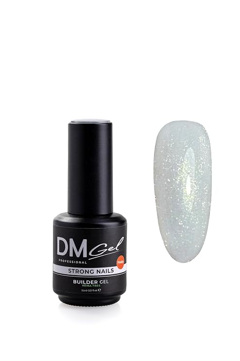 Builder Gel in a Bottle Nail Strengthener/Overlay/Extension, Hema/TPO-free. Self-leveling, Russian manicure gel. 15ml / 0.5 fl.oz Shimmer White