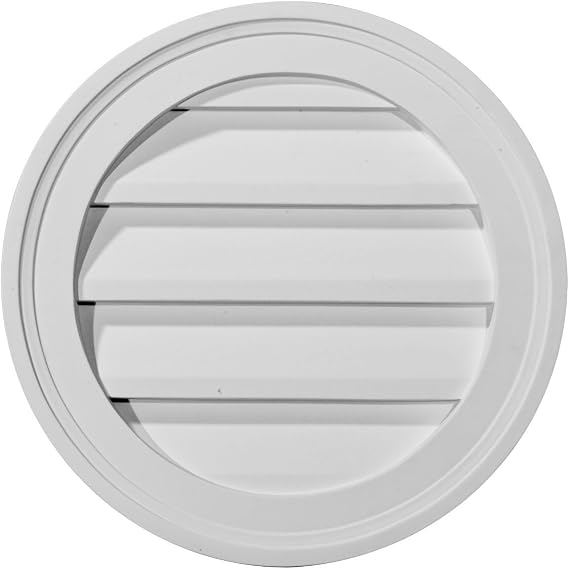 Ekena Millwork 12"W x 12"H x 1 3/8"P, Round Gable Vent Louver, Non-Functional