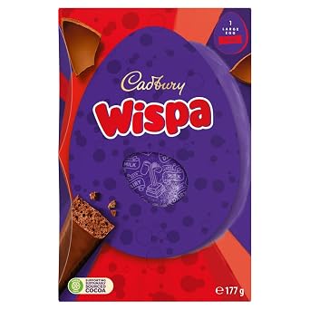 Cadbury Dairy Milk Wispa Chocolate Easter Egg, Includes 1 Large Chocolate Shell and 1 Wispa Bar, Gift for Easter, 177 g Pack of 1