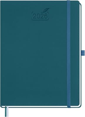 BEZEND 2026 Planner Weekly and Monthly 8.5 x 11 Daily Calendar with Hourly Timeslots & Tab Jan-Dec Note & Expenses, Pen Holder, Inner Pocket, Vegan Leather Hardcover - Dark Green