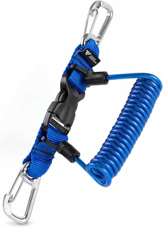 Rogue Endeavor Dive & Fishing Lanyard Snappy Coil, Stainless Clips, Quick Release, Steel Cable for Tools, Lights, Cameras