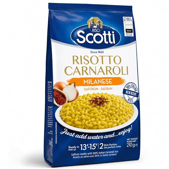 Riso Scotti - Milanese with Saffron, Carnaroli Rice, Easy to Cook, 7.4 oz