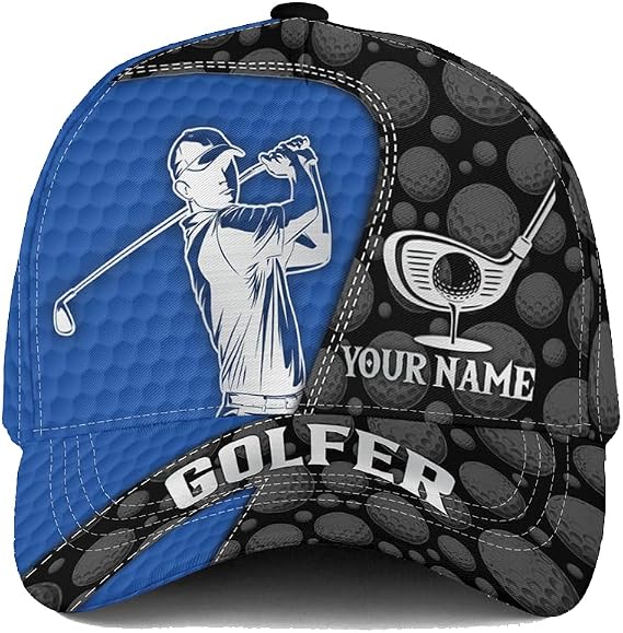 V-DECORPARKS Personalized Golf Hats for Men, Golfer Graphic Mens Baseball Cap, Funny Golf Hat Adjustable Snapback