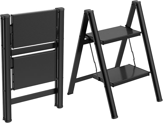 HBTower 2 Step Ladder, Lightweight Aluminum Folding Step Stool