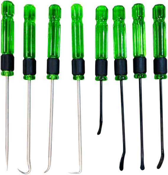 VIM Tools POR100 Pick and O-Ring Removal Set, Eight Piece Precision Assortment, Stainless and S2 Steel Build, Non-Slip Handles, Slim Profile for Confined Access