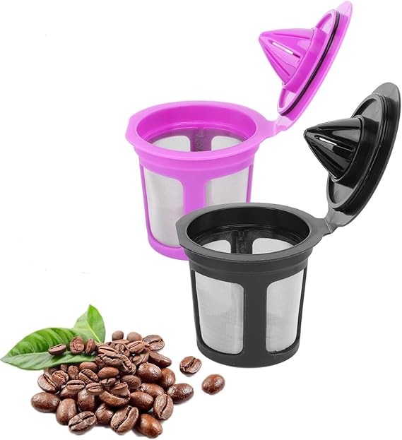 2 Pack Reusable Coffee Pod, Universal Fit Reusable Coffee Pods with Coffee Spoon Reusable Refillable Pods Coffee Filter Refillable Pod Capsule