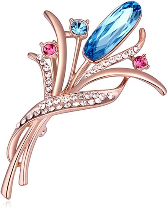 Fashion Womens Artificial Flower Wreath Cubic Zircon Pin Brooch Gift From Aramex