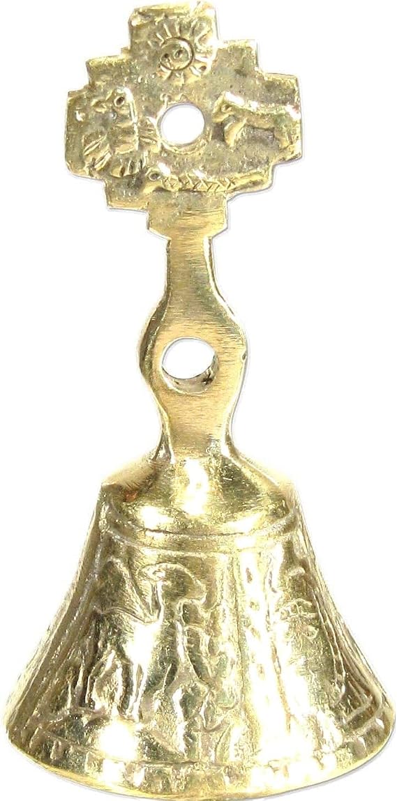 Shamans Market Peruvian Brass Bell Chakana Wall Art