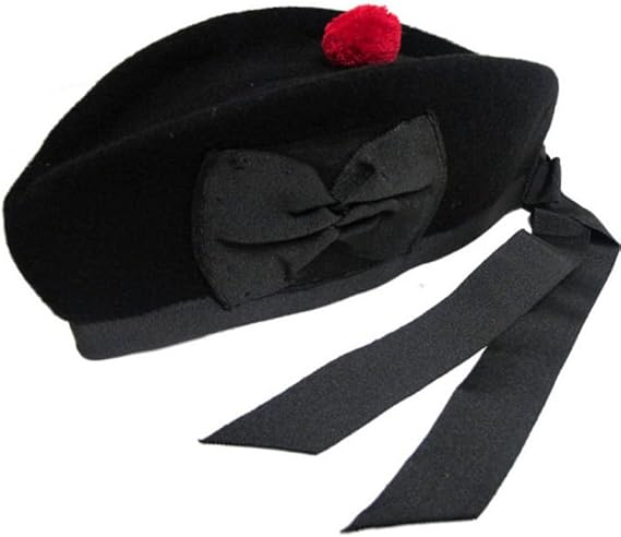 Tartanista Plain Black Scottish Glengarry - Size 56
