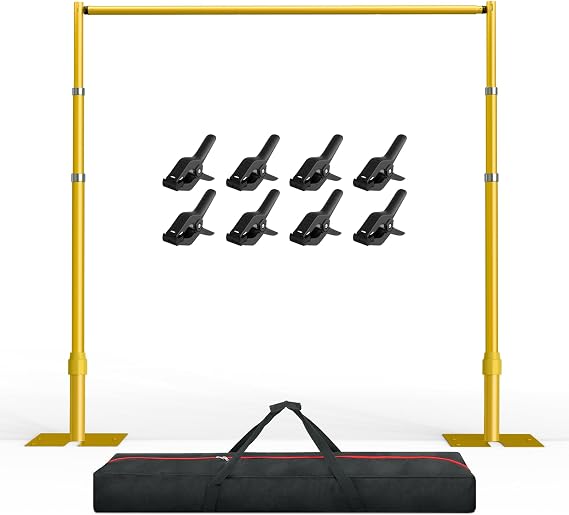 EMART 8.9x10ft Heavy Duty Backdrop Stand Frame with Adjustable Pipe,Gold