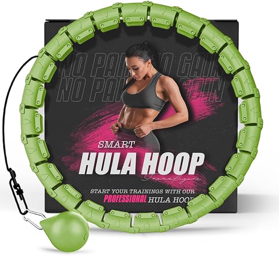 Fitness Hula Hoops, Smart Weighted Hula Hoop for Adults, Adjustable Infinity Hoop with 360° Auto-Spinning Ball, Weight Loss Exercise Equipment for Home Use