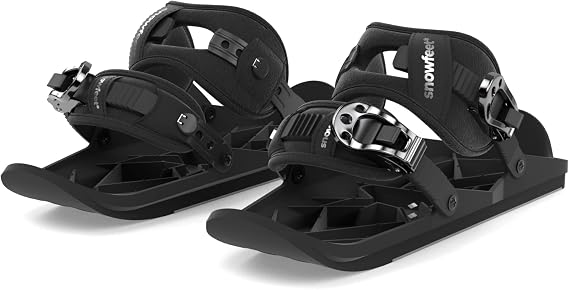 Snowfeet X - Mini Short Ski Skates for Snow Pro Version | Skis for Winter Shoes | Short Snowskates Snowblades Skiboards | The Real Original (Black)