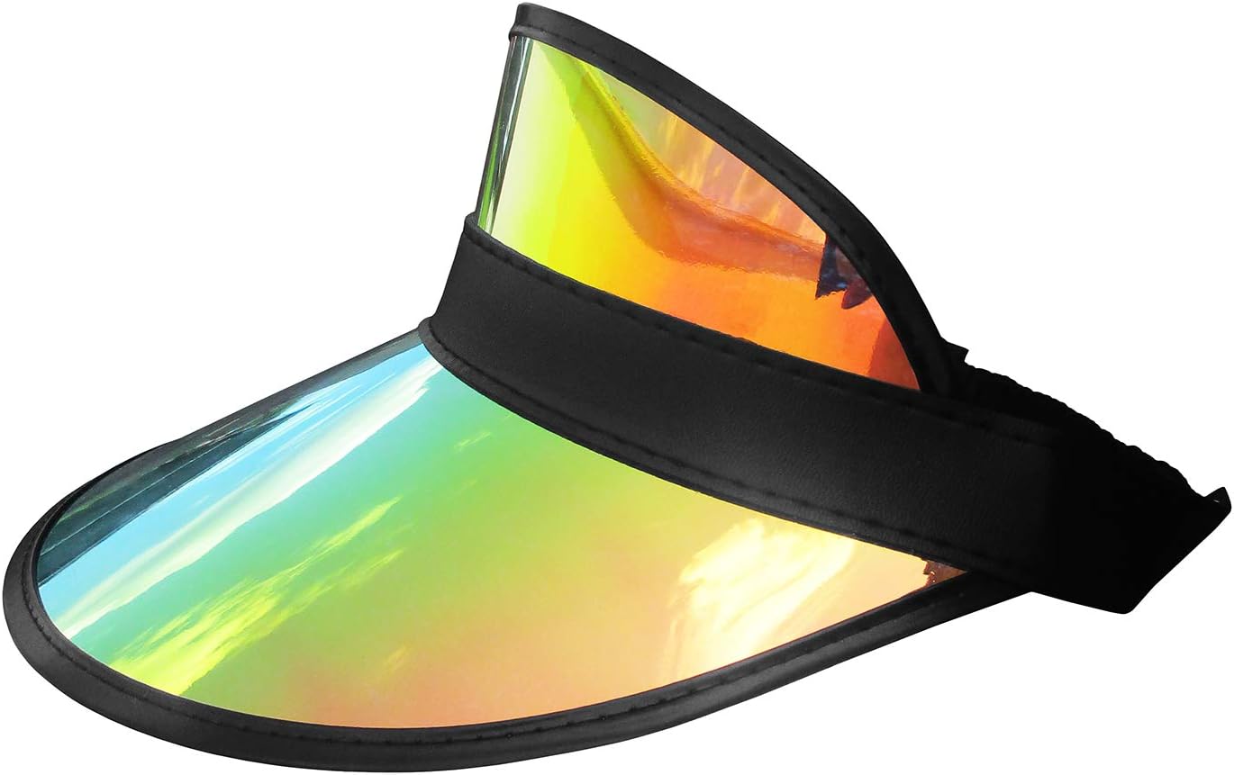Nicky Bigs Novelties Clear Iridescent Colored Plastic Sun Visor Tennis Beach Vegas Dealer Golf Hat