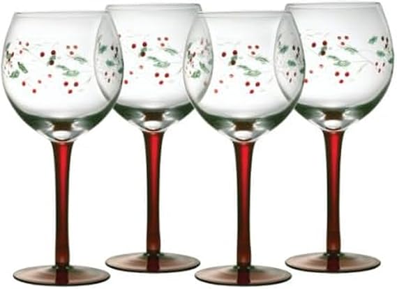 Pfaltzgraff Winterberry 13-ounce Handpainted Goblet, Set of 4