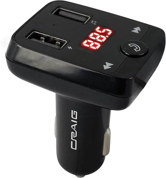 Craig CBT3348A Bluetooth Car FM Radio Transmitter with and Microphone in Black