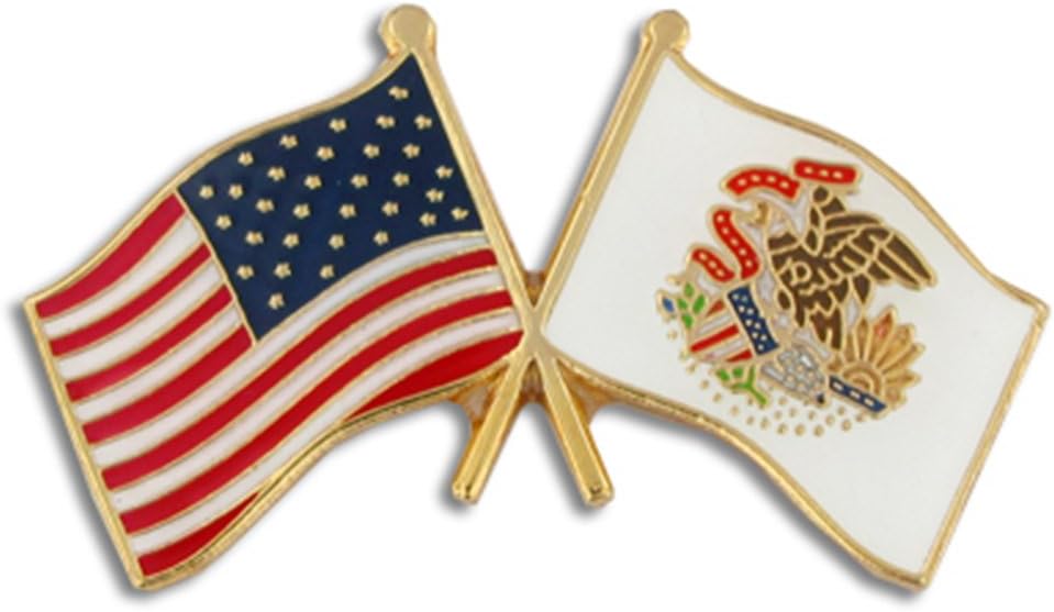 PinMart USA Crossed Friendship American Flag Pin Gold-Colored Plated Enamel Clutch Back Ideal for Events, Awards, Gifts Durable, Individually Bagged