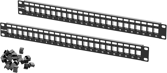 iwillink Blank Keystone Patch Panel 24 Port, Network Patch Panel 1U, 2-Pack