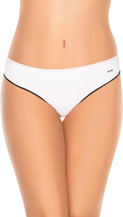 Laura Women's Seamless Thong Lace Trim Opposite Color White M
