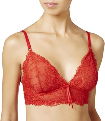 Heidi Klum Heidi Womens Natural Lace Soft Cup Bra Large, Ribbon Red