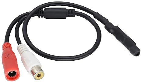 CCTV Microphone Audio Cable Pickup Device Mic Outdoor CCTV RCA Surveillance Mic DVR High Sensitive Preamp Amplified Pickup Device M-ic External Camera Sound for Monitoring Equipment[2plug]