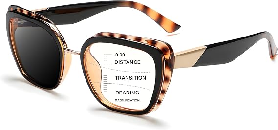 Photochromic Progressive Multifocus Reading Glasses Women,Progressive Readers No Line Quick-Transition Sunglasses