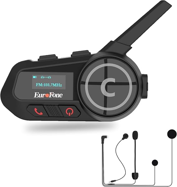 Motorcycle Bluetooth Headset,Motorcycle Bluetooth Intercom Communicaton System with LED Screen for 6 Riders Group Use On Charge/Voice Dial Universal Motorbike Communicator