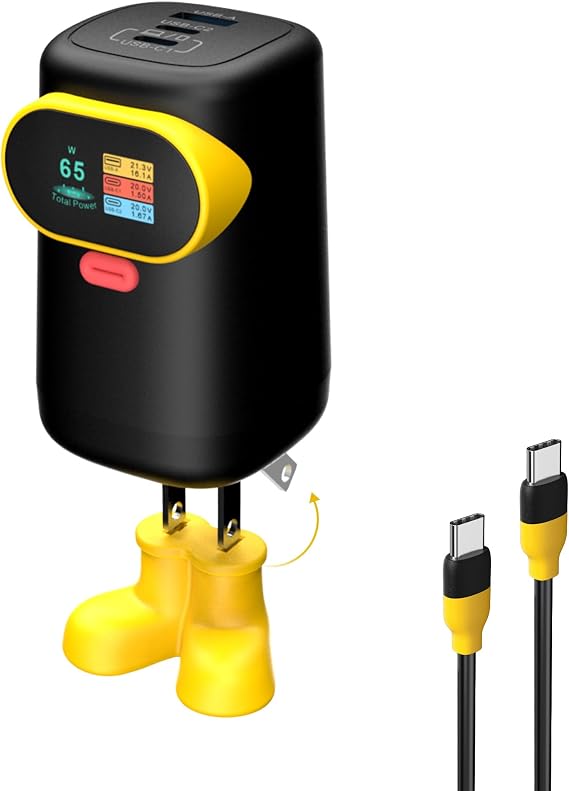 65W USB C Charger Block, 3-Port GaN Charger