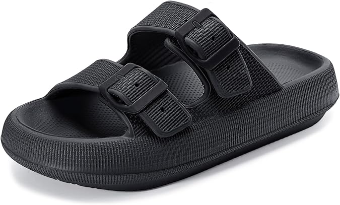 Weweya Sandals for Women Men Pillow Slippers Double Buckle Flat Slides | EVA, Adjustable