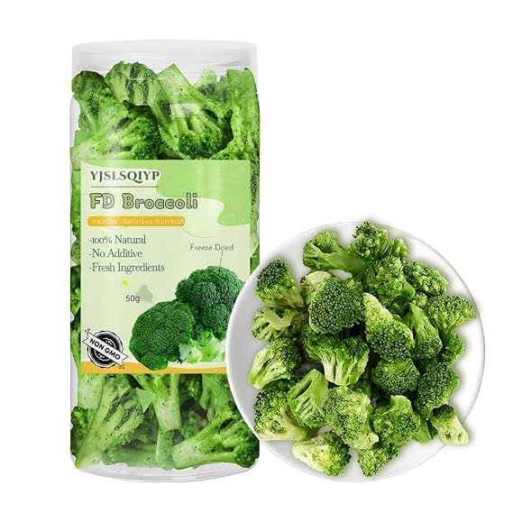 Freeze-Dried Broccoli Florets, Vegan Snack, 1.76 oz (50g)
