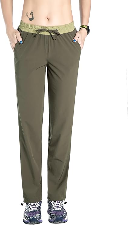 Nonwe Women's Quick Drying Hiking Pants Lightweight Elastic Waist Pants
