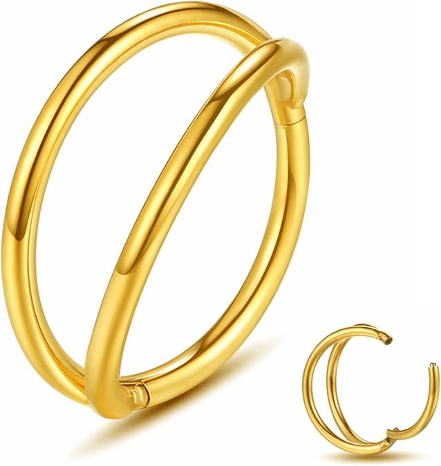 Yrogcu 20G 18G 16G 14G Single/Double Hoop Stainless-Steel Seamless-Hinged-Piercing Segment-Clicker Nose-Ring-Hoop : Diameter 6mm 8mm 10mm 12mm Cartilage Earrings